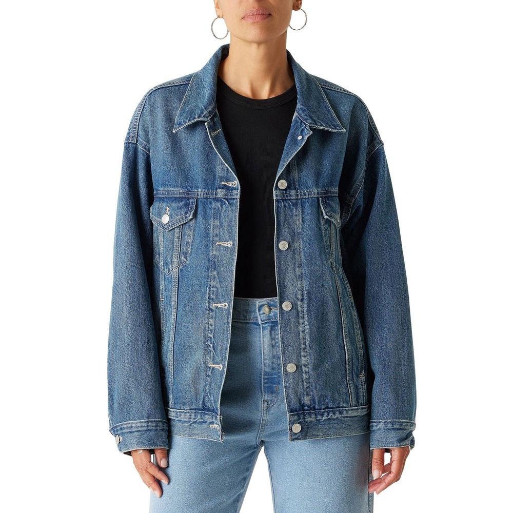 Levi Strauss Womens Signature Denim Jacket Blue Size L Classic Trucker NWT